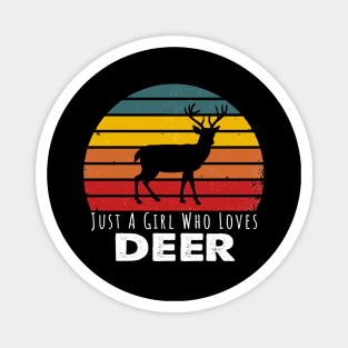 Just A Girl Who Loves Deer  Retro Vintage Magnet